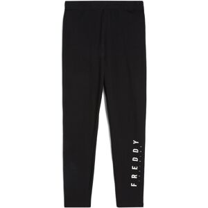 Freddy Leggings in heavy jersey stretch con logo bordato glitter Nero-Bianco Donna Small