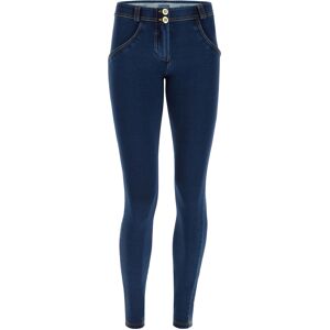 Freddy Jeggings push up WR.UP® vita bassa in jersey organico Dark Jeans-Yellow Seam Donna Small