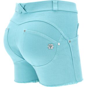 Freddy Shorts WR.UP® in denim navetta ecologico fondo sfrangiato e abrasioni Aqua Sea Donna Small