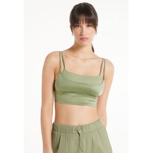 Tezenis Top Cortissimo a Costine e Microfibra Lucida Donna Verde Tamaño L