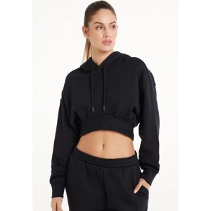 Tezenis Felpa Corta Pesante Manica Lunga con Cappuccio e Spalla Scesa Donna Nero Tamaño M