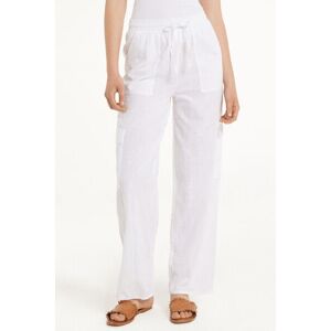 Tezenis Pantaloni Lunghi in 100% Cotone Super Leggero con Tasche Cargo Donna Bianco Tamaño S