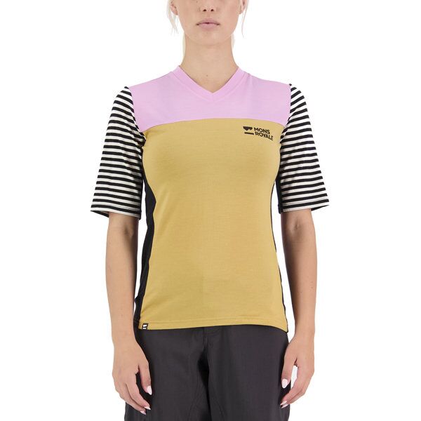 mons royale redwood enduro vt - maglia mtb - donna yellow/pink l