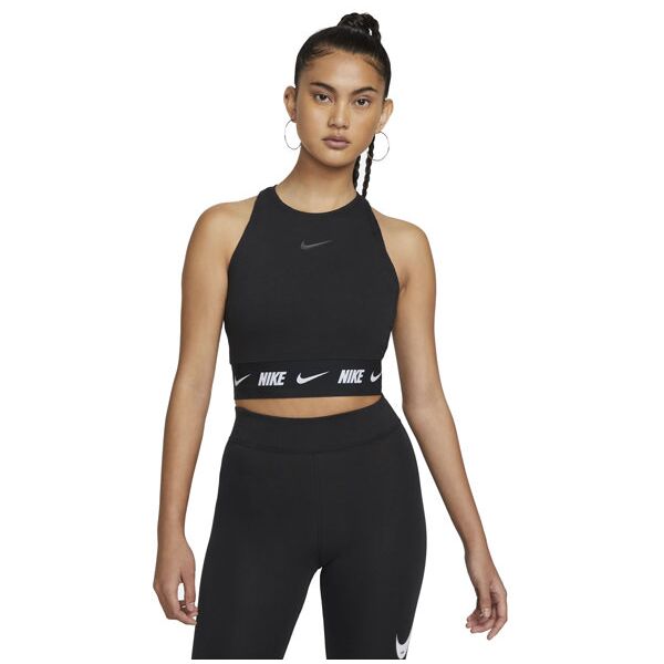 nike w nsw crop tape - top fitness - donna black l