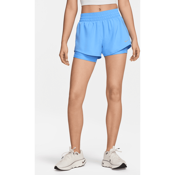 nike shorts dri-fit 2 in 1 a vita media 8 cm  one – donna - blu