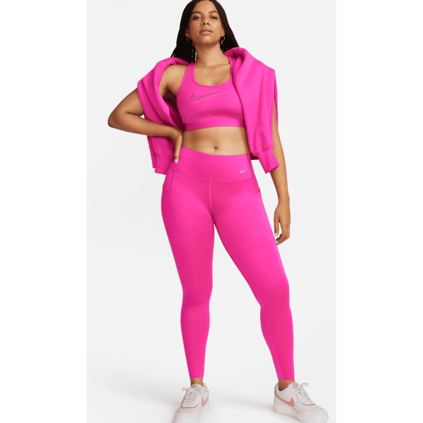 nike leggings a tutta lunghezza a vita media con tasche e sostegno elevato  go – donna - rosa