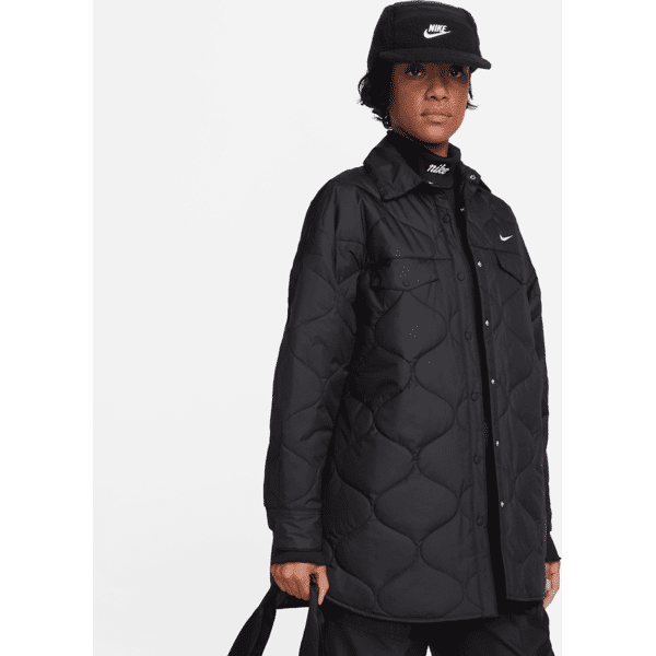 nike trench trapuntato  sportswear essential – donna - nero