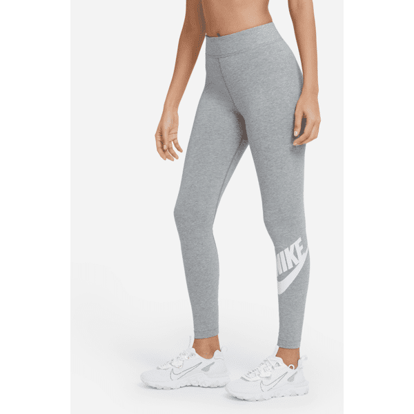 nike leggings a vita alta con logo  sportswear essential – donna - grigio