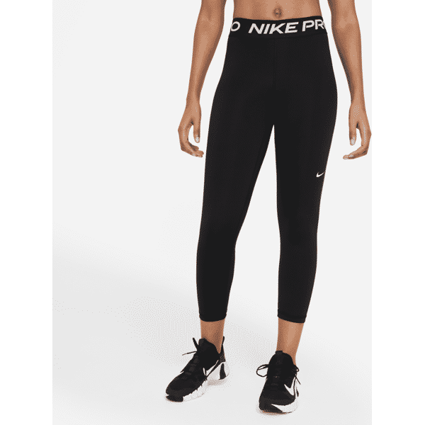 nike leggings a vita media e lunghezza ridotta con inserti in mesh  pro – donna - nero