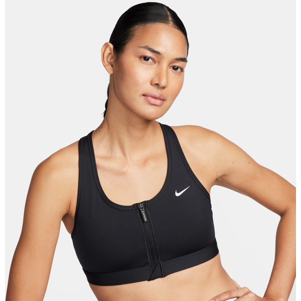 nike bra imbottito a sostegno medio  swoosh front zip – donna - nero