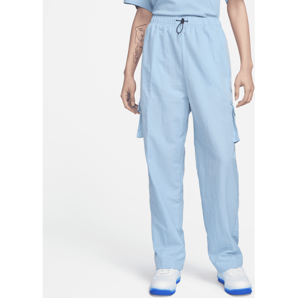 nike pantaloni cargo a vita alta in tessuto  sportswear essential - donna - blu