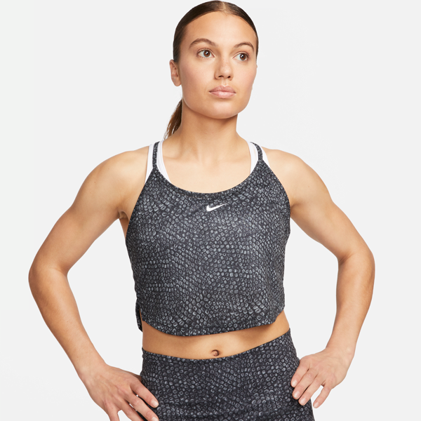 nike canotta da training corta stampata  dri-fit one – donna - nero