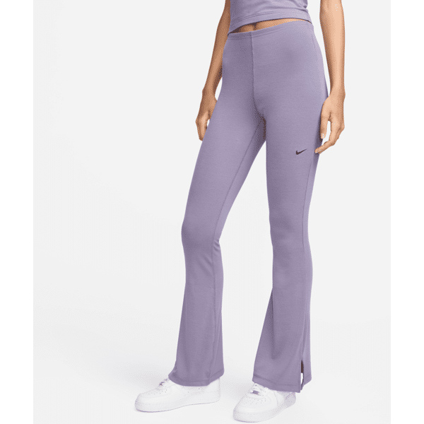 nike leggings svasati aderenti con mini-costine  sportswear chill knit – donna - viola