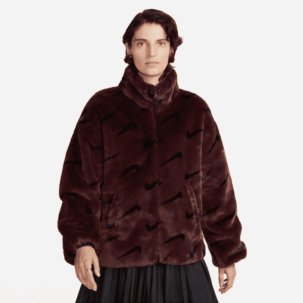 nike giacca stampata in ecopelliccia  sportswear plush – donna - rosso