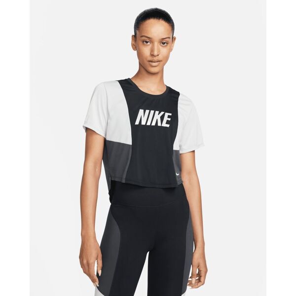 nike crop top da running dri-fit nero per donne dq5548-010 l