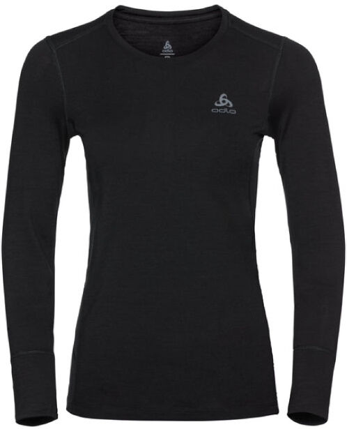 ODLO NATURAL 100 MERINO WARM SUW TOP CREW LS BLACK S