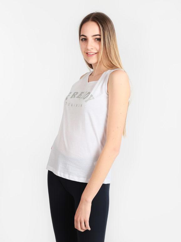 Freddy Canotta giricollo donna con scritta T-Shirt e Top donna Bianco taglia XS