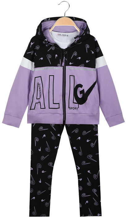 Miss Image Completo da bambina 3 pezzi con cappuccio e zip Tute Sportive bambina Viola taglia 10