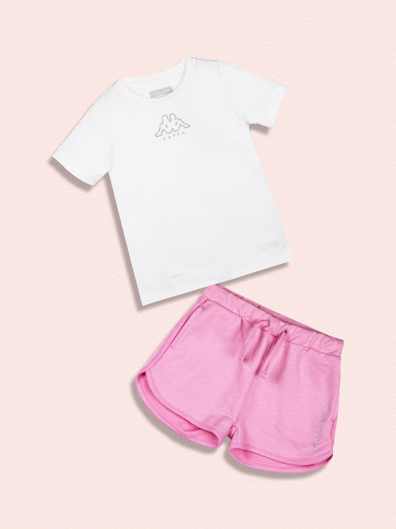 Kappa Completo sportivo da bambina in cotone Pantaloni e shorts bambina Bianco taglia 05