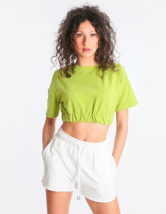 W.Angel Felpa donna cropped manica corta Felpe donna Verde taglia Unica