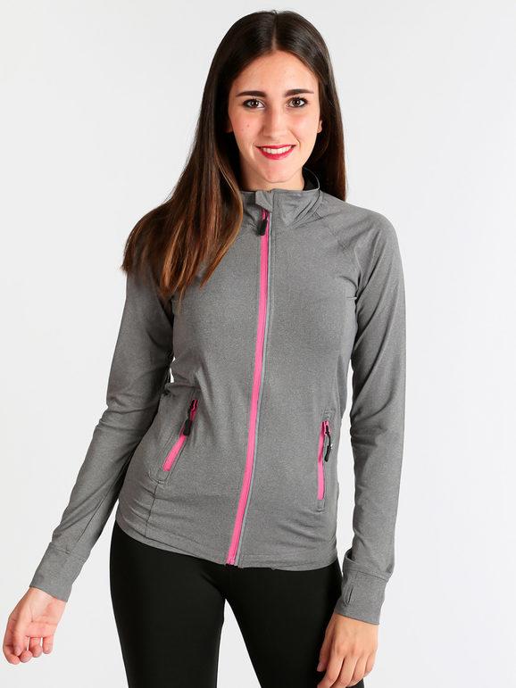 Athl Dpt Felpa fitness traspirante con zip Felpe donna Grigio taglia M