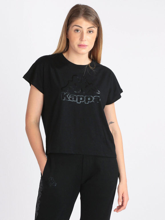 Kappa T-shirt donna con logo T-Shirt e Top donna Nero taglia L