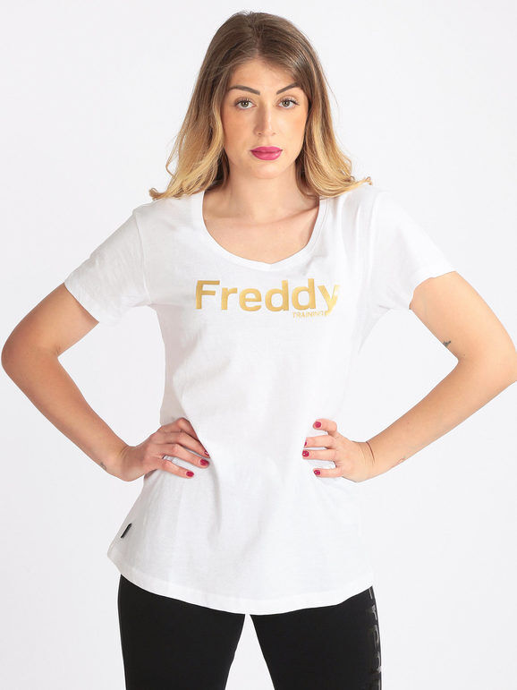 Freddy T-shirt donna in cotone con scritta T-Shirt e Top donna Bianco taglia L
