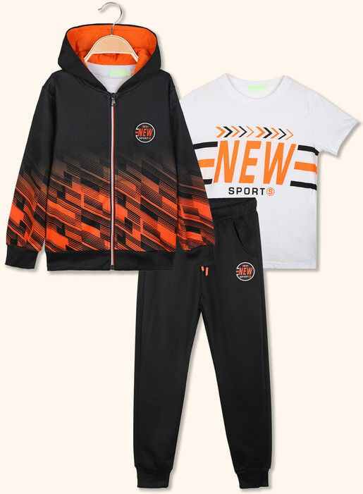 Holly Work Tuta da bambino 3 pezzi con cappuccio e zip Tute Sportive bambino Arancione taglia 04