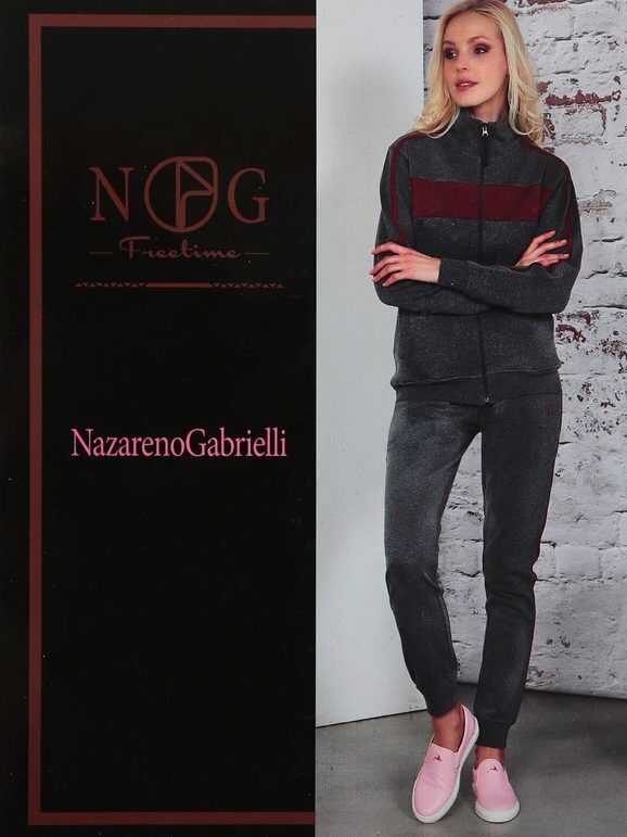 Nazareno Gabrielli Tuta donna 2 pezzi in caldo cotone Felpe donna Nero taglia S