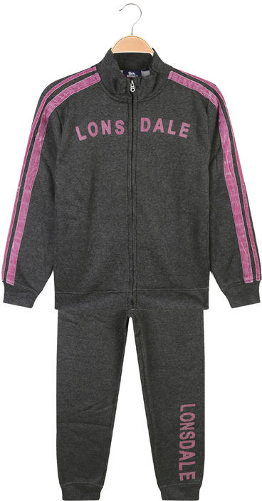 Lonsdale Tuta felpata da bambina 2 pezzi con zip Felpe bambina Grigio taglia 11/12