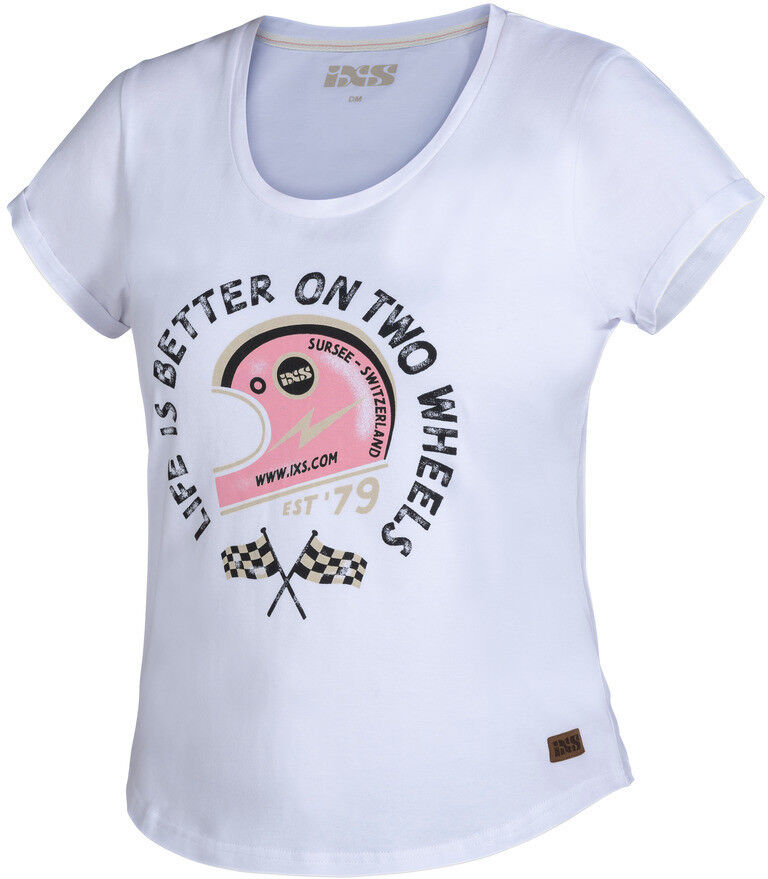 Maglia Moto Casual Donna Ixs TWO WHEELS Bianco Rosa taglia 2XL