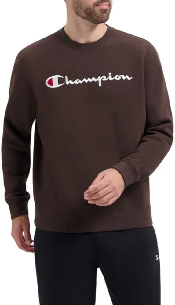 Champion Felpa Sportiva girocollo UOMO Marrone ICONS Crew Cotone Felpato