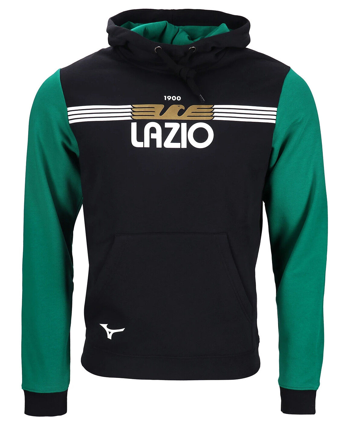 Mizuno SS Lazio Felpa Cappuccio Hoodie Fan wear Verde Nero Cotone Felpato