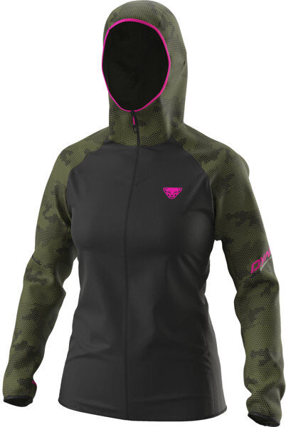 Dynafit Trail Graphic Wind W - giacca trail running - donna Black/Dark Green/Pink L