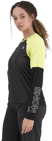 Mons Royale Tarn Merino Wind Jersey - maglia MTB a maniche lunghe - donna Black/Yellow XS