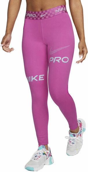 Nike Pro Dri-FIT W Mid Rise L - pantaloni fitness - donna Pink XS