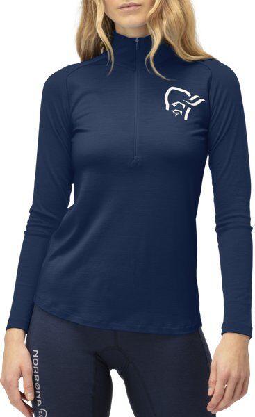 Norrona Norrøna pureUll Zip Neck Ws - maglietta tecnica - donna Dark Blue S