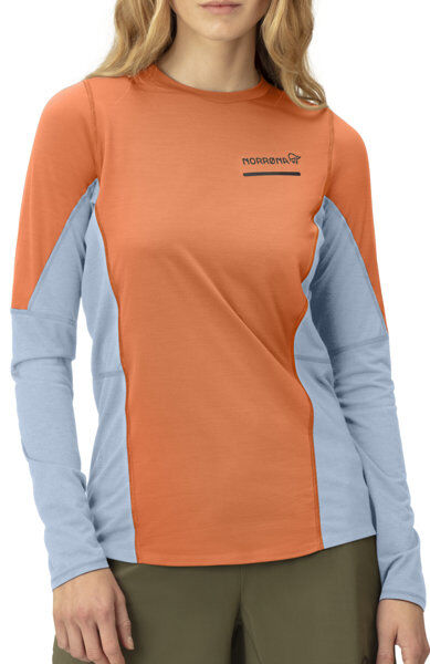 Norrona Senja Equaliser Lightweight Ws - maglia a maniche lunghe - donna Orange/Light Blue M