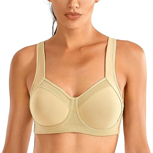 SYROKAN Donna Reggiseno Sportivo Sostegno Forte con Ferretto Senza Imbottito Fitness Albicocca 4E