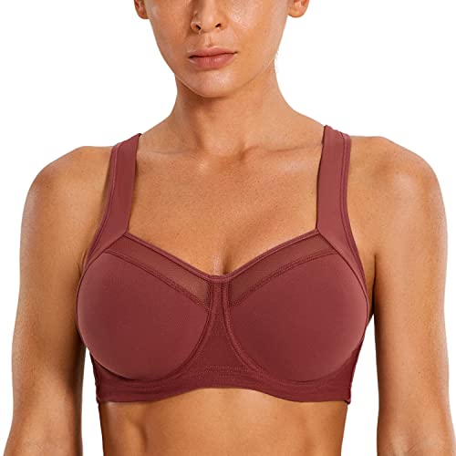 SYROKAN Donna Reggiseno Sportivo Sostegno Forte con Ferretto Senza Imbottito Fitness Savana 4D