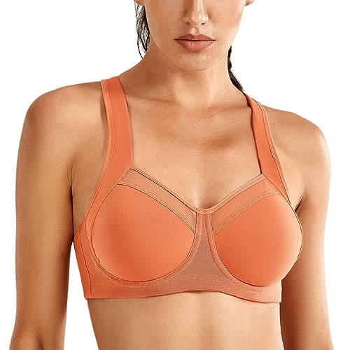 SYROKAN Donna Reggiseno Sportivo Sostegno Forte con Ferretto Senza Imbottito Fitness Betulla fulva 4C