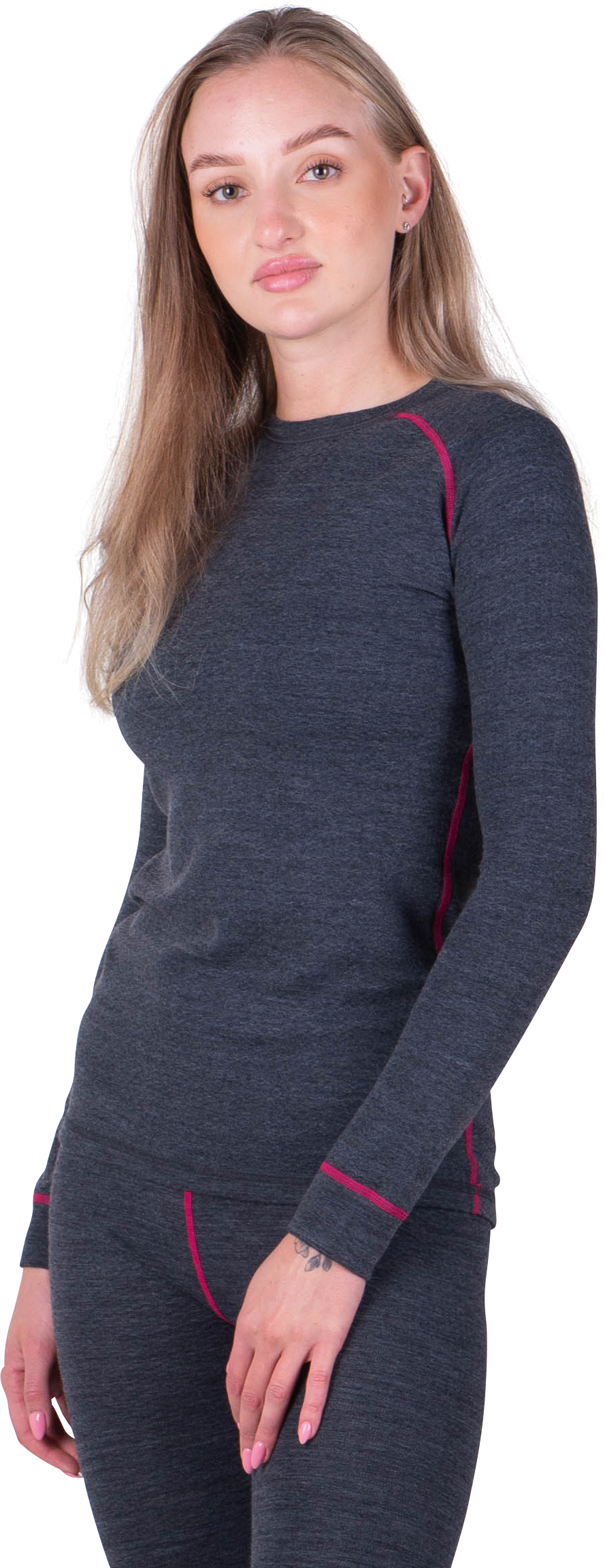 Raven Maglia Intima Donna  Merino Grigio-Rosa