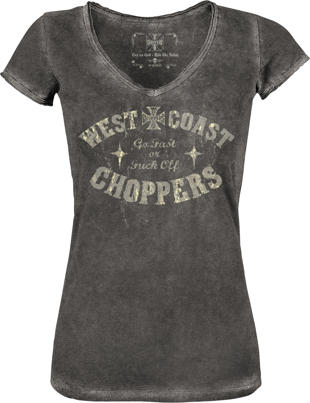 West Coast Choppers T-Shirt Donna  Go Fast V Neck Nera