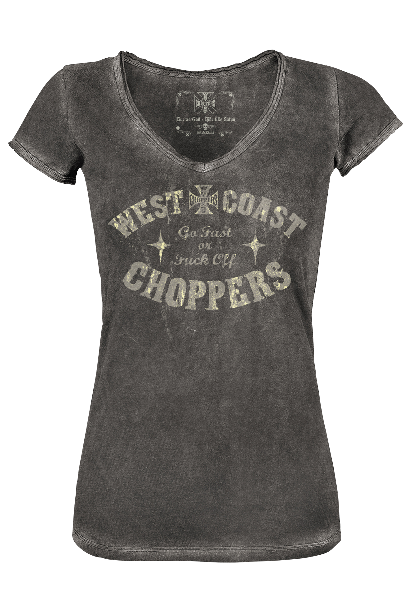 West Coast Choppers T-Shirt Donna  Go Fast V Neck Nera