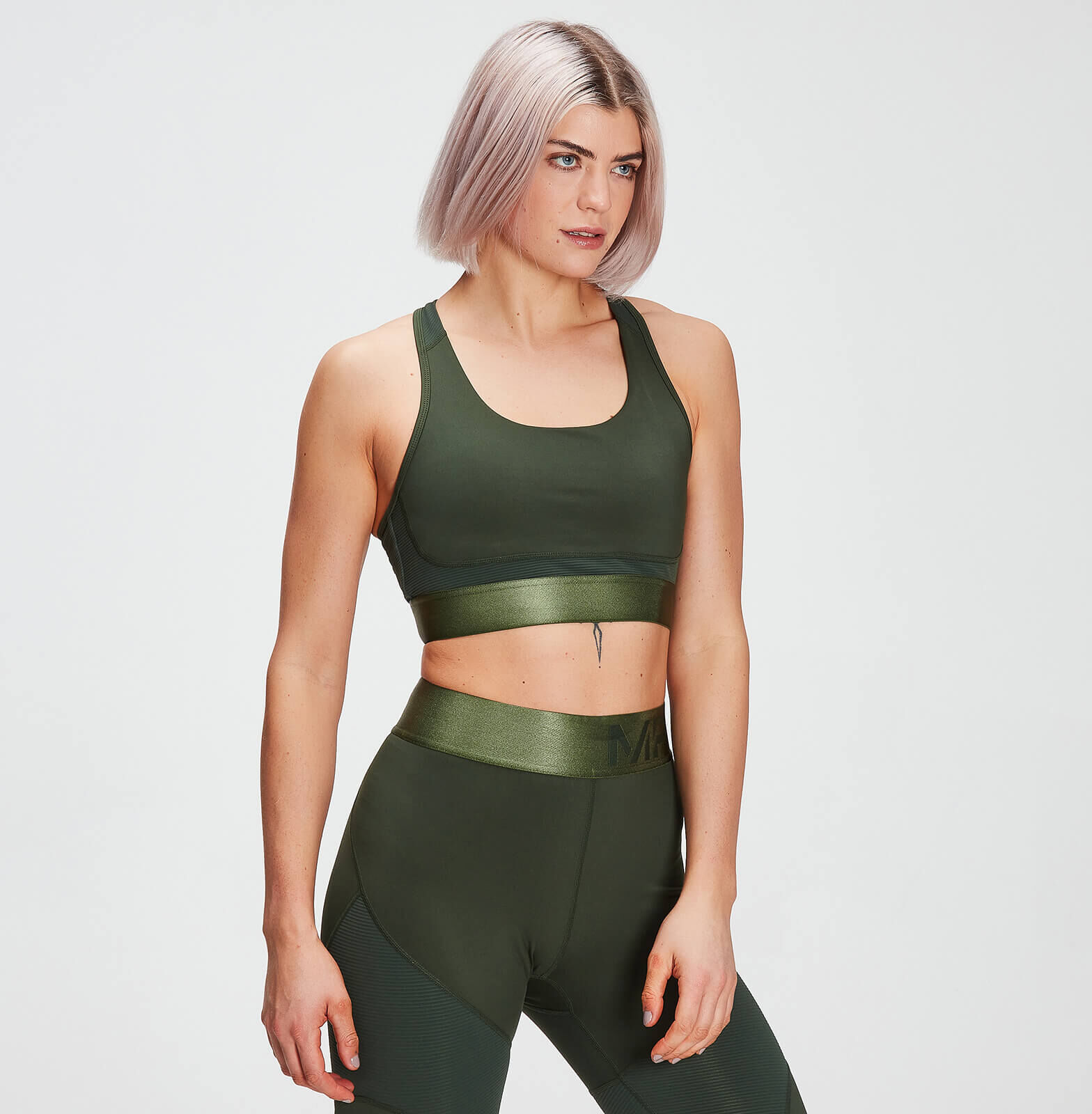 Mp Women's Adapt Textured Sports Bra- Dark Green - XXS