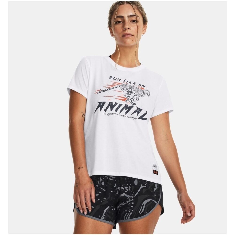 Under Armour T-Shirt Run Like An Animal - Donna - Xs;s;m;l - Bianco