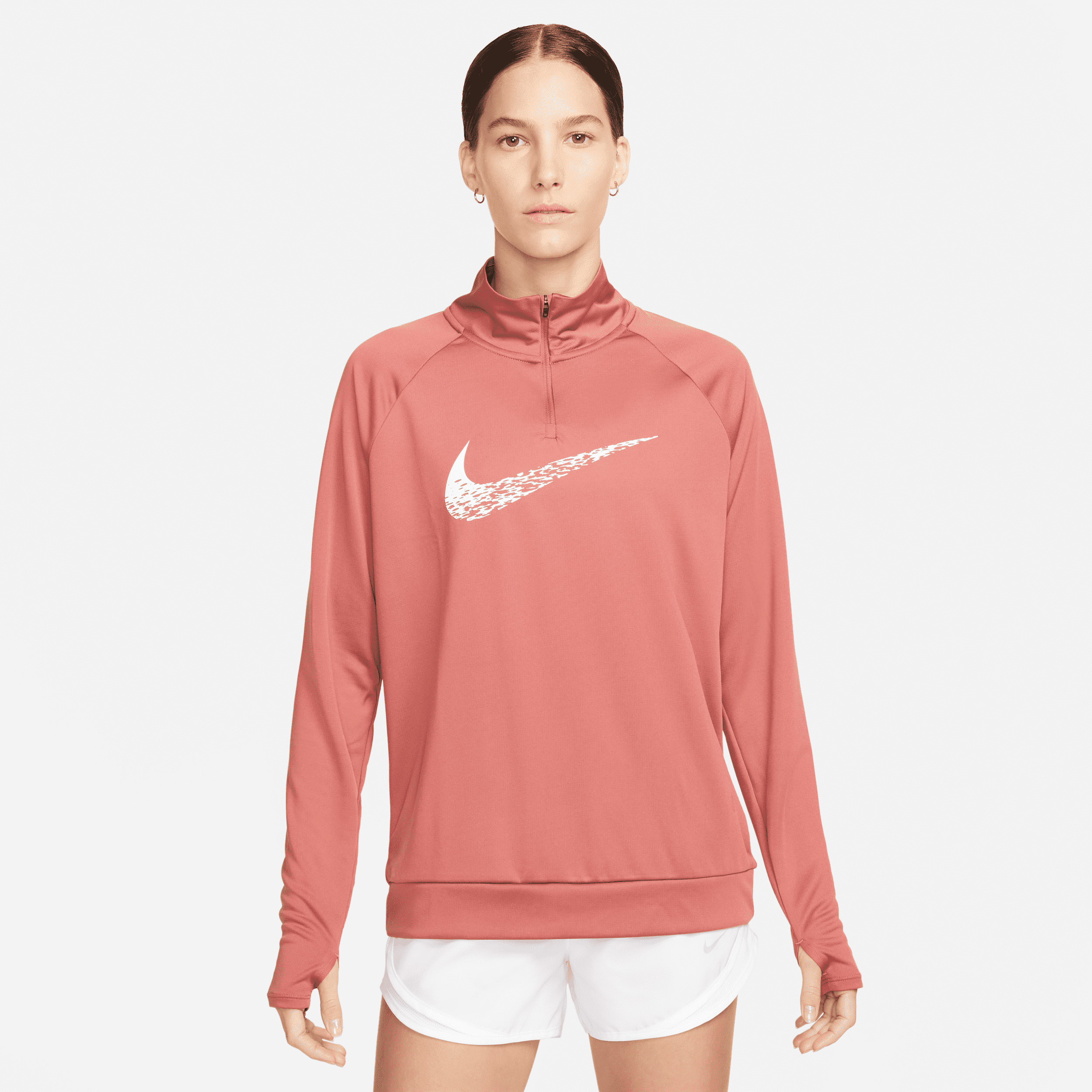 nike capo midlayer da running  dri-fit swoosh run – donna - rosso