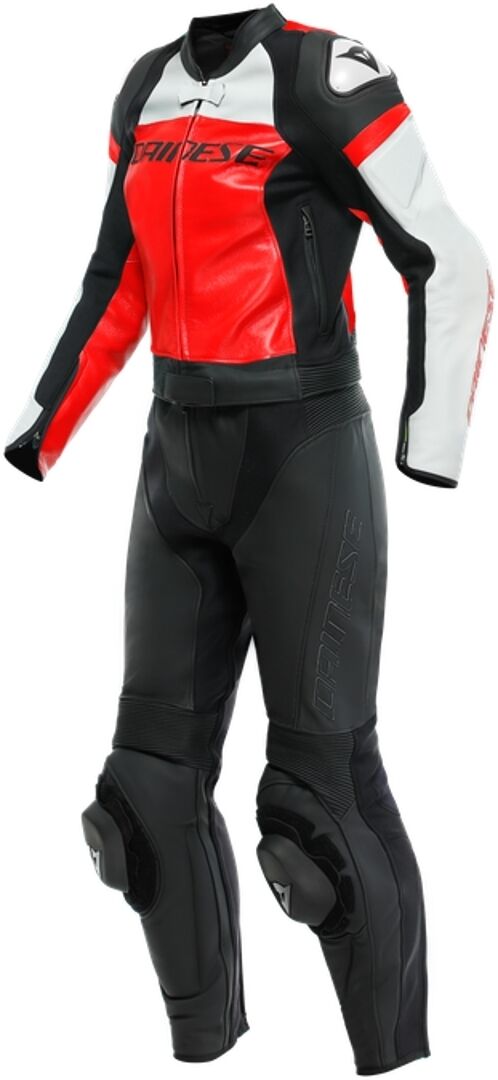Dainese Mirage Tuta in pelle da moto da donna in due pezzi Nero Bianco Rosso 46