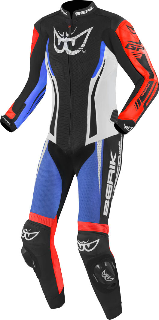 Berik Monza Ladies One Piece Tuta in pelle della moto Nero Bianco Rosso Blu 40