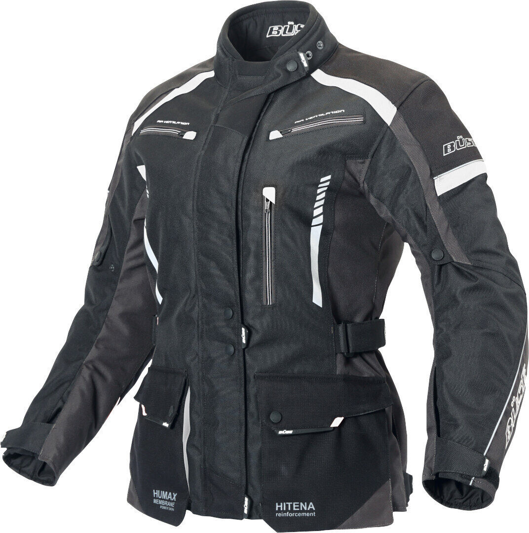 Büse Torino II Giacca tessile moto da donna Nero Bianco 38